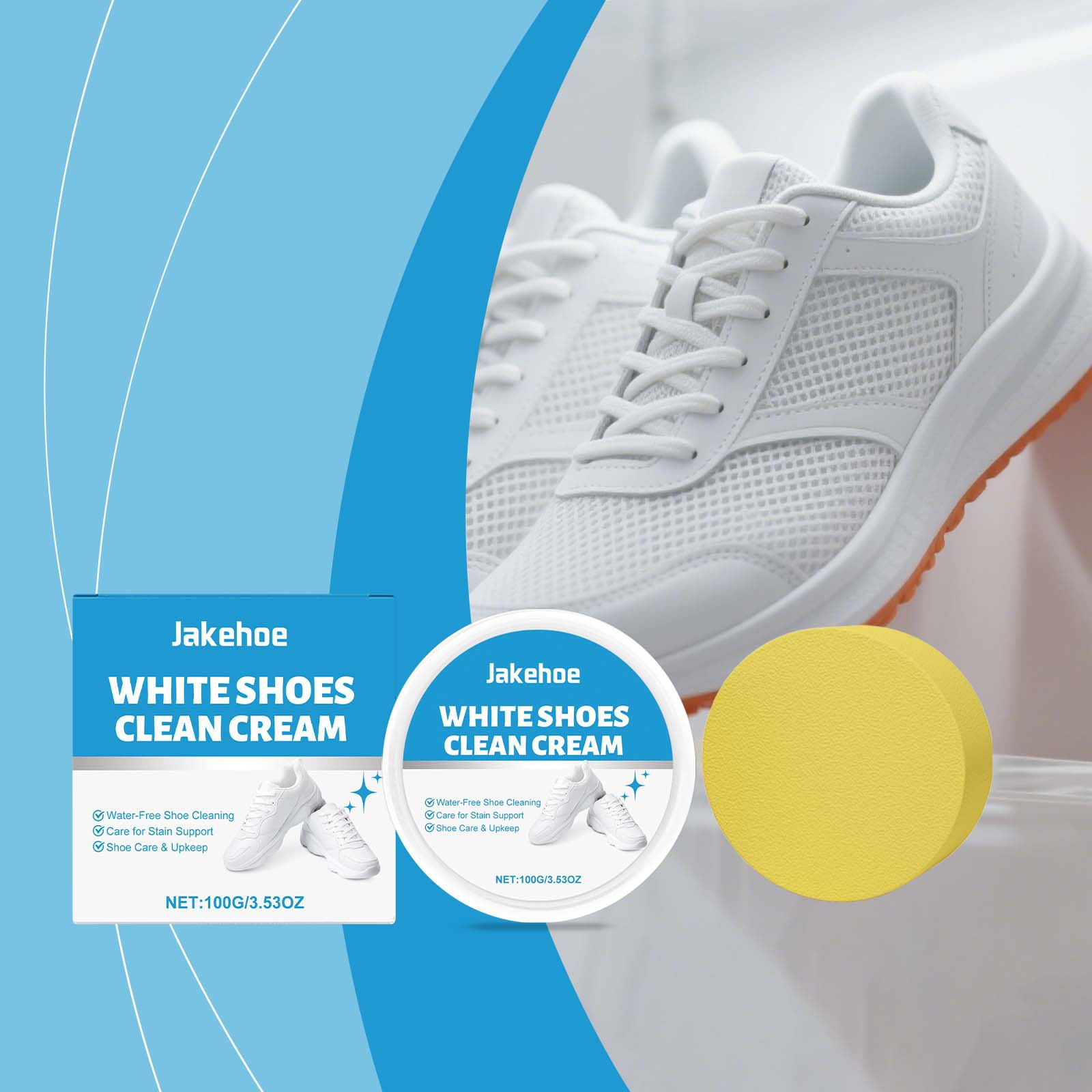 Sneaker Care Cleaner - Creme Limpador de Tênis Branco, Removedor